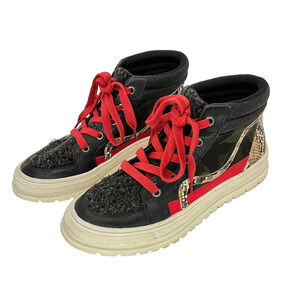Jaxie High Top Women Size 7.5 M Black Red Snake Print Retro Oxford Sneakers